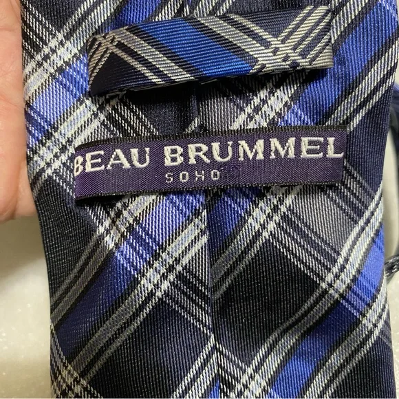 BEAU BRUMMEL SOHO Men's 100% Silk Tie ~ Plaids & Checks ~ Hand Made! - Picture 4 of 4